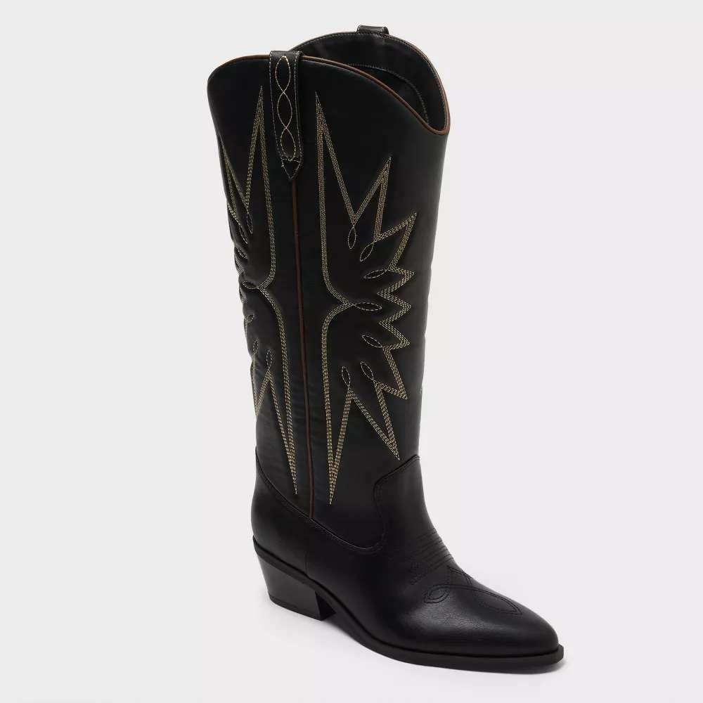 Universal Thread Lissie Black Tall Western Boots Women 9.5 Block Heel New
